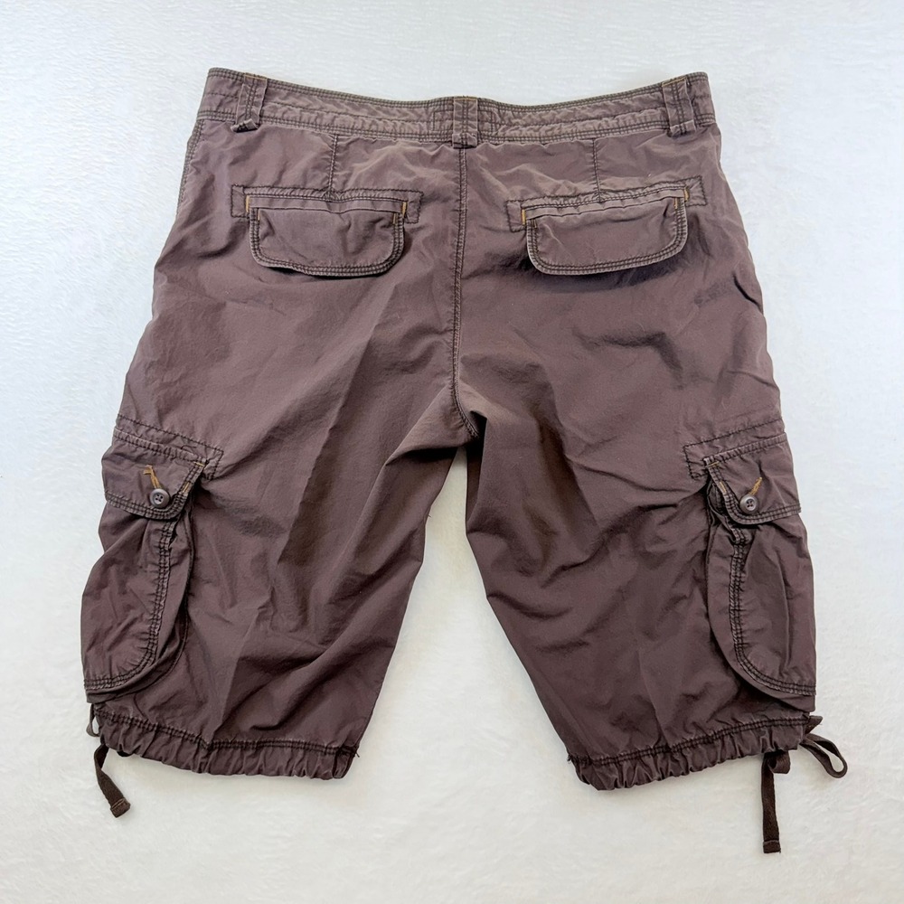 Polo Jeans Co Ralph Lauren Brown Cargo Shorts Women 10 Utility Drawstring Floral - Picture 2 of 7